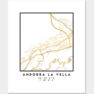 ANDORRA LA VELLA CITY STREET MAP ART Posters and Art